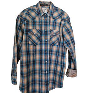 Rough Stock Mens long sleeve Button up long sleeve Casual Plaid Shirt size M